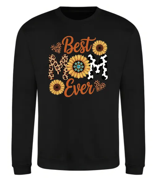 Свитшот Best mom sunflowers Черный фото