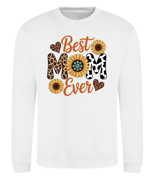 Свитшот Best mom sunflowers Белый фото