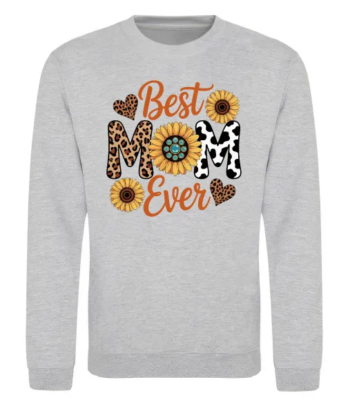 Свитшот Best mom sunflowers Серый меланж фото