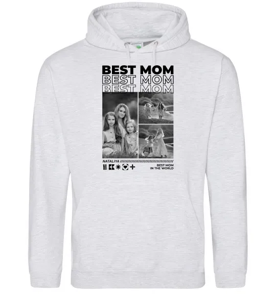Женская толстовка (худи) Best mom фото Серый меланж фото