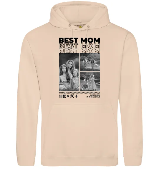 Женская толстовка (худи) Best mom фото Песочный фото