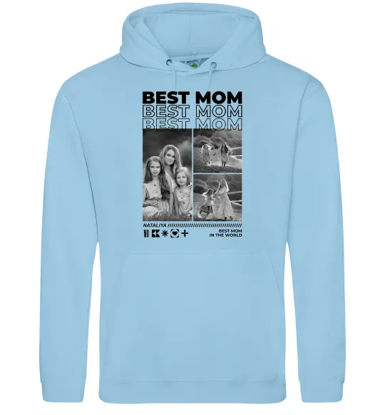 Женская толстовка (худи) Best mom фото Голубой фото