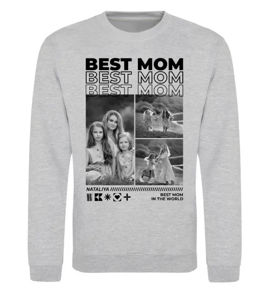 Свитшот Best mom фото Серый меланж фото