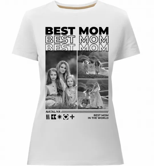 Женская премиум футболка Best mom фото Белый фото