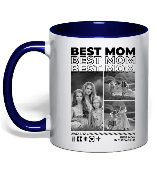 Чашка с цветной ручкой Best mom фото Глубокий темно-синий фото