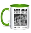 Чашка с цветной ручкой Best mom фото Лаймовый фото