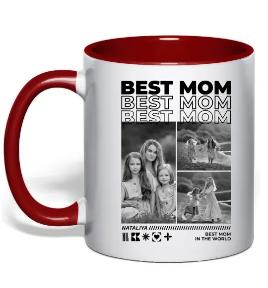 Чашка с цветной ручкой Best mom фото Красный фото