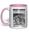 Чашка с цветной ручкой Best mom фото Нежно розовый фото