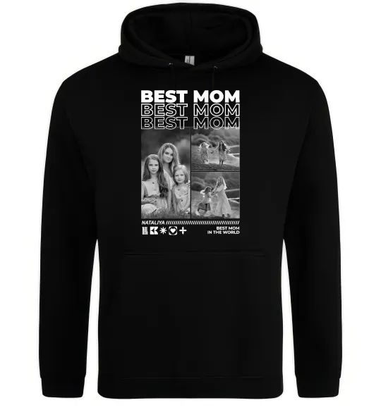 Женская толстовка (худи) Best mom фото Черный фото