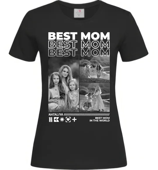 Женская футболка Best mom фото Черный фото