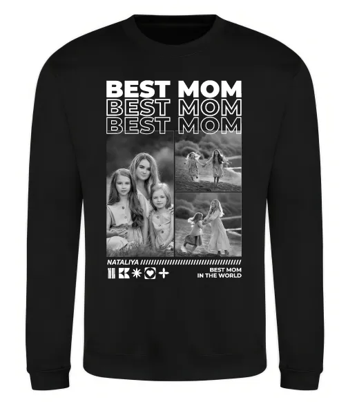 Свитшот Best mom фото Черный фото