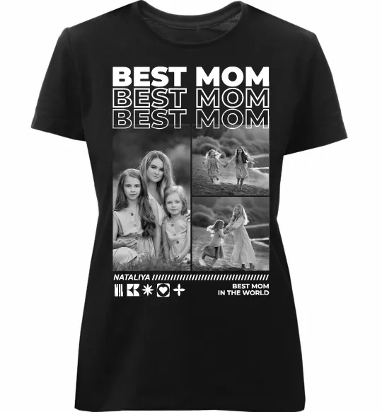 Женская премиум футболка Best mom фото Черный фото