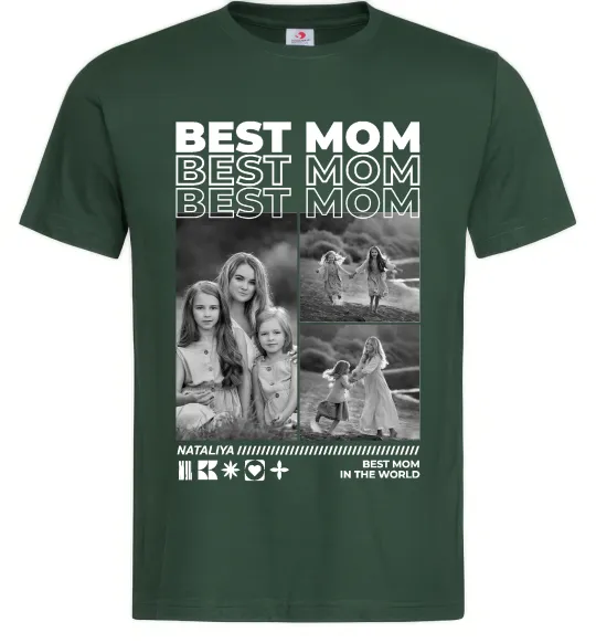 Мужская футболка Best mom фото Темно-зеленый фото