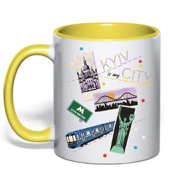 Чашка с цветной ручкой Kyiv is my city Лимонный фото