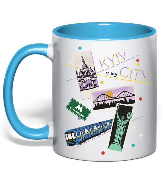 Чашка с цветной ручкой Kyiv is my city Голубой фото