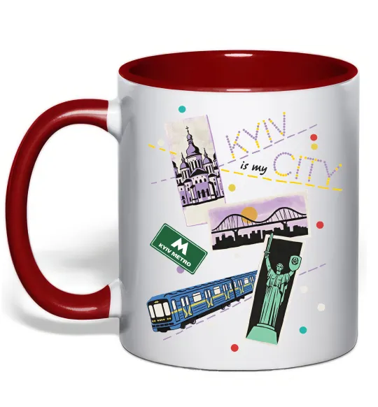 Чашка с цветной ручкой Kyiv is my city Красный фото