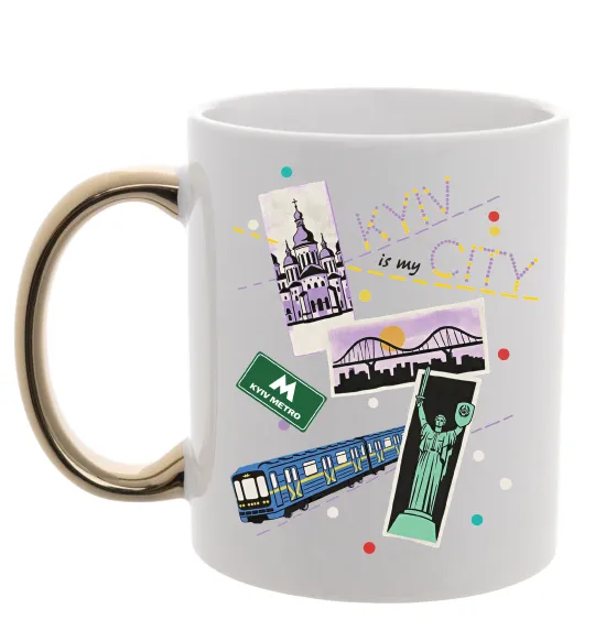 Чашка с цветной ручкой Kyiv is my city Золото фото