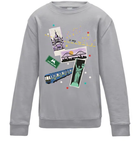 Детский Свитшот Kyiv is my city Серый меланж фото