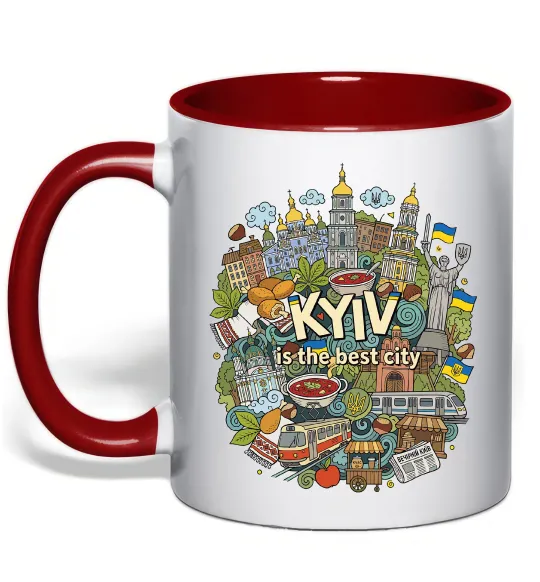 Чашка с цветной ручкой Kyiv is the best city Красный фото