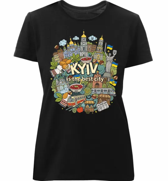 Женская премиум футболка Kyiv is the best city Черный фото