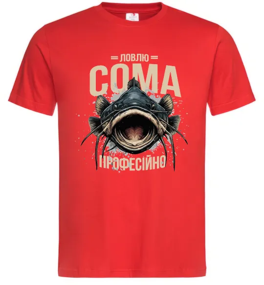 Чоловіча футболка Ловлю сома професійно Червоний фото