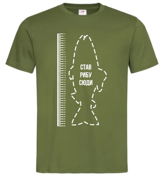 Мужская футболка Лінійка для риби Оливковый фото