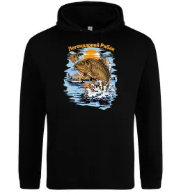 Женская толстовка (худи) Легендарний рибак Черный фото