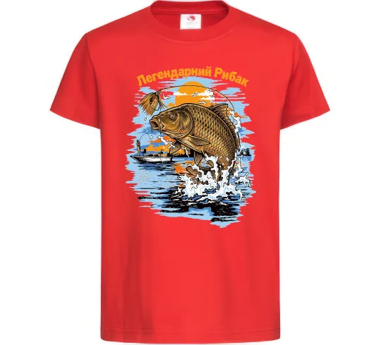 Детская футболка Легендарний рибак Красный фото