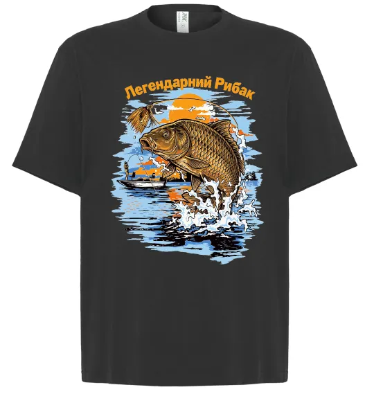 Футболка Оверсайз Легендарний рибак Черный фото