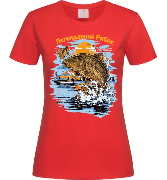 Женская футболка Легендарний рибак Красный фото