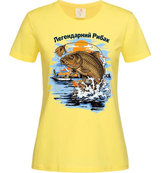 Женская футболка Легендарний рибак Лимонный фото