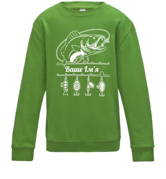 Дитячий світшот Для рибалки іменний Лаймовий фото