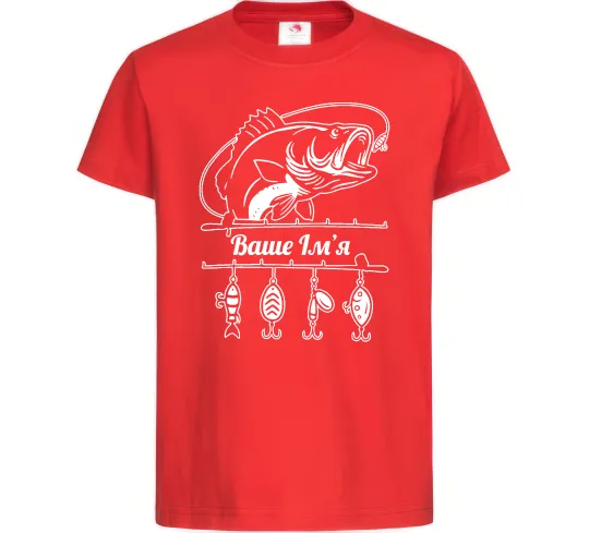 Детская футболка Для рибалки іменний Красный фото