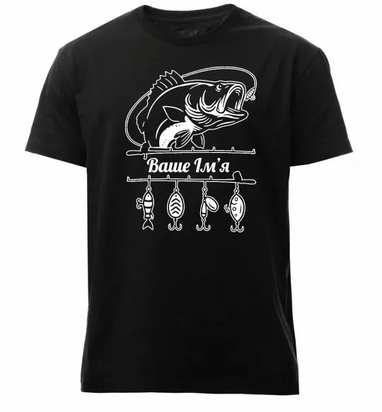 Чоловіча преміум футболка Для рибалки іменний Чорний фото