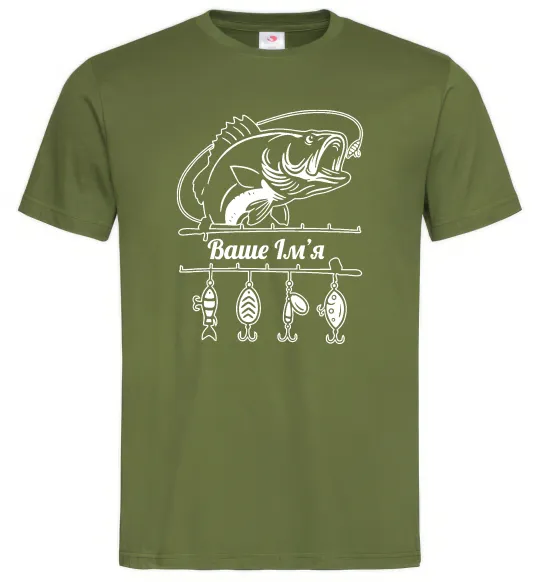 Чоловіча футболка Для рибалки іменний Оливковий фото