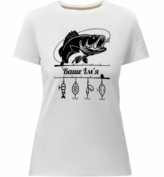 Жіноча преміум футболка Для рибалки іменний Білий фото