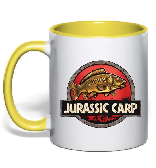 Чашка с цветной ручкой Jurassic carp Лимонный фото