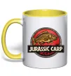 Чашка с цветной ручкой Jurassic carp Лимонный фото