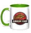 Чашка с цветной ручкой Jurassic carp Лаймовый фото