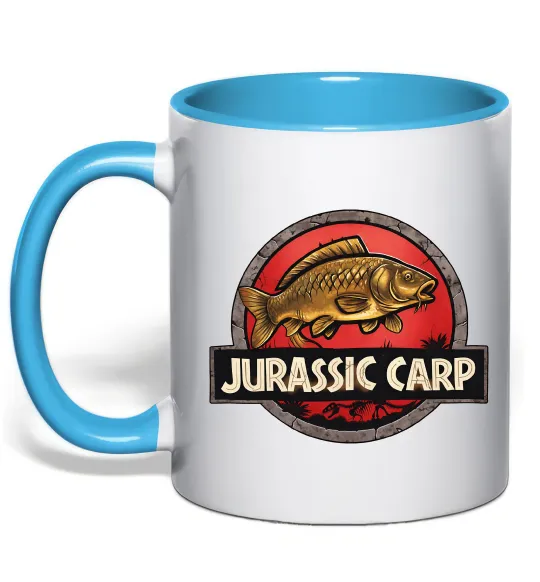 Чашка с цветной ручкой Jurassic carp Голубой фото