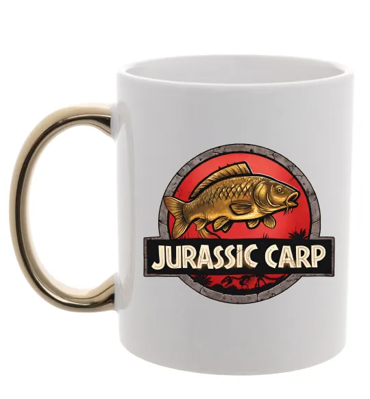 Чашка с цветной ручкой Jurassic carp Золото фото