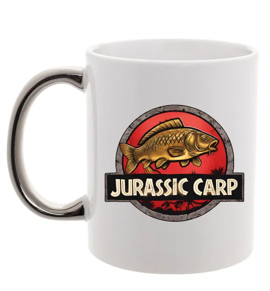 Чашка с цветной ручкой Jurassic carp Серебро фото