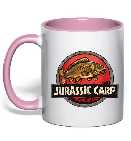 Чашка с цветной ручкой Jurassic carp Нежно розовый фото
