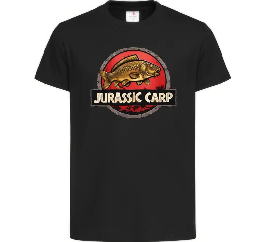 Детская футболка Jurassic carp Черный фото
