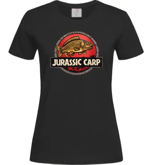 Женская футболка Jurassic carp Черный фото