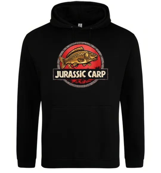 Мужская толстовка (худи) Jurassic carp Черный фото