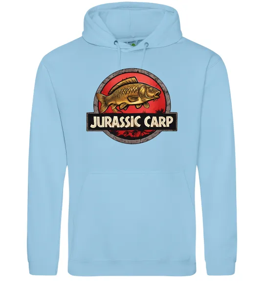 Мужская толстовка (худи) Jurassic carp Голубой фото
