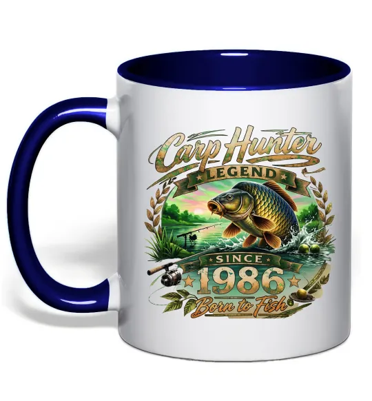 Чашка с цветной ручкой Carp hunter legend Глубокий темно-синий фото