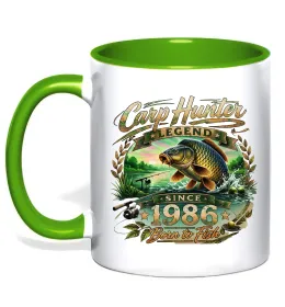 Чашка с цветной ручкой Carp hunter legend Лаймовый фото