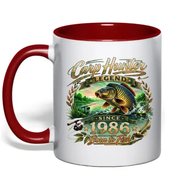 Чашка с цветной ручкой Carp hunter legend Красный фото
